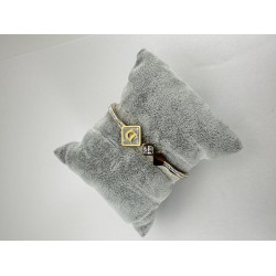 Bronz Harfli Taşlı Bileklik